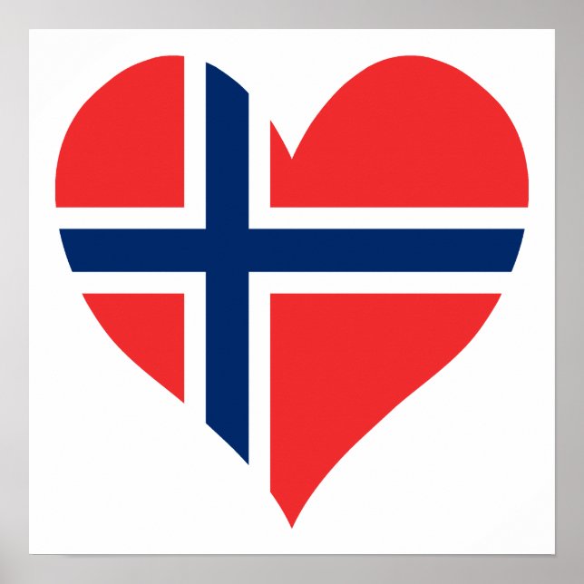 Norwegisches Flaggenherz Poster (Vorne)