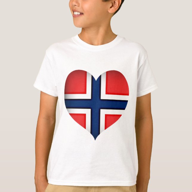Norwegisches Flaggenherz T-Shirt (Vorderseite)