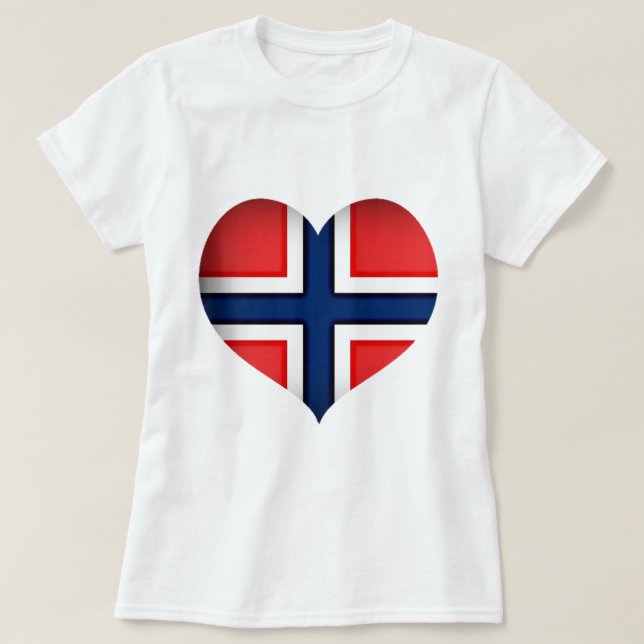 Norwegisches Flaggenherz T-Shirt (Design vorne)