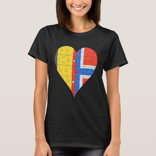 Norwegisches Flaggenherz T-Shirt (Vorderseite)