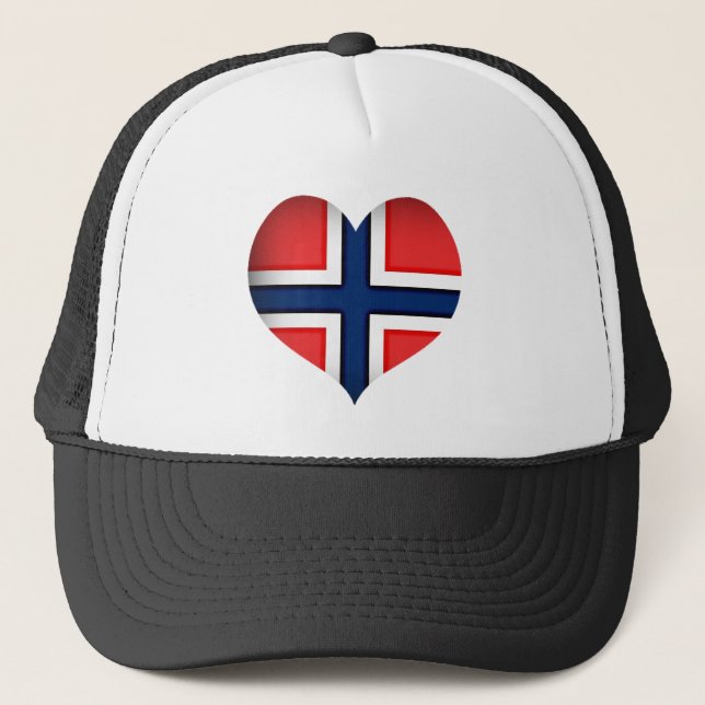 Norwegisches Flaggenherz Truckerkappe (Vorderseite)
