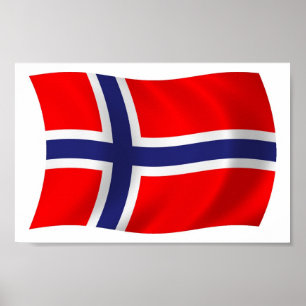 Norwegisches Flaggenposter drucken Poster
