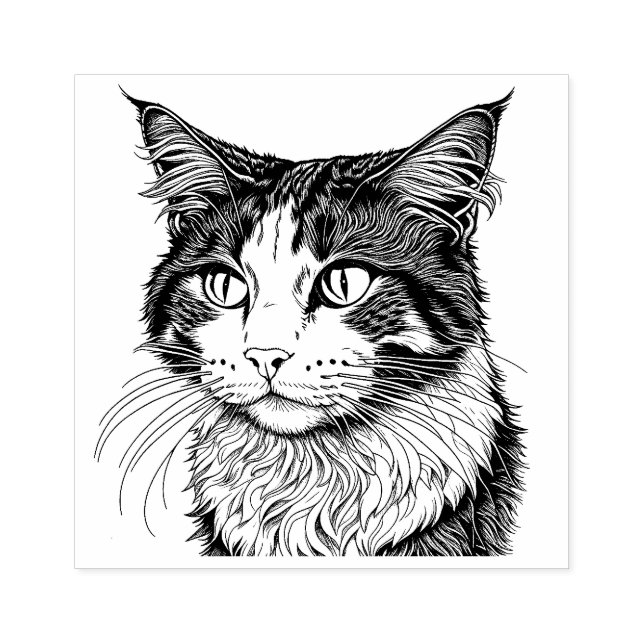 Norwegisches Forest Cat Portrait Gummistempel (Prägung)