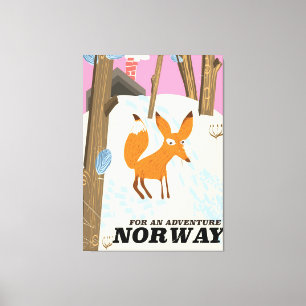 Norwegisches Fox Vintage Reiseplakat Leinwanddruck