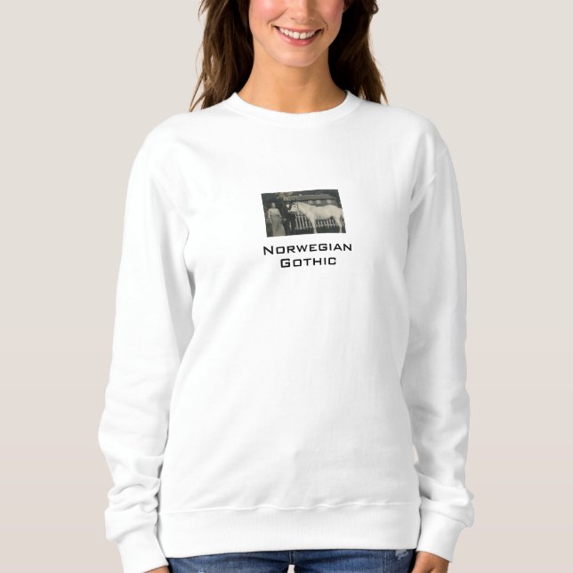Norwegisches Gothic Real Foto Weißes Sweatshirt (Vorderseite)