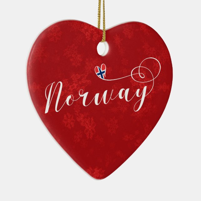 Norwegisches Herz, Weihnachtsbaumschmuck, Norwegis Keramik Ornament (Rechts)