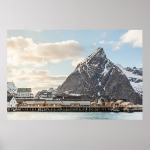 Norwegisches Lofoten Fishing Village Landscape Fot Poster