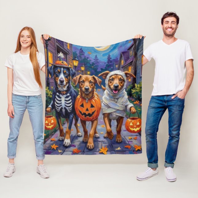 Norwegisches Lundehund Trick-or-Treating Halloween Fleecedecke (Beispiel)