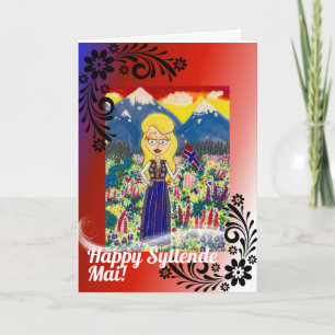 Norwegisches Mädchen in Bunad Karte