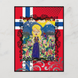 Norwegisches Mädchen in Bunad Postkarte