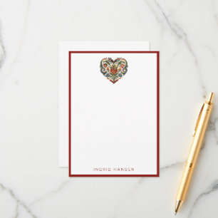 Norwegisches Rosemaling Folk Art Heart Enclosure C Begleitkarte