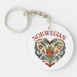 Norwegisches Rosemaling Folk Art Herz Schlüsselanhänger