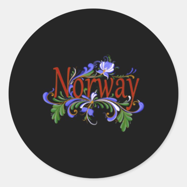 Norwegisches Rosemaling Norwegen Folk Runder Aufkleber (Vorderseite)