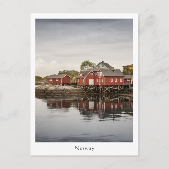 Norwegisches Rotes gestrichenes Haus Postkarte (Vorderseite)