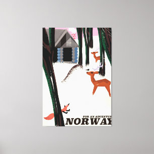 Norwegisches Vintage-Reiseposter Landschaft Leinwanddruck