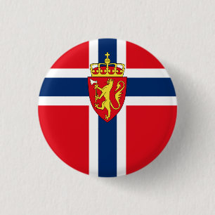 Norwegisches Wappen auf norwegischer Flagge Button