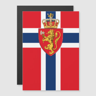 Norwegisches Wappen auf norwegischer Flagge, Norwe Magnetkarte
