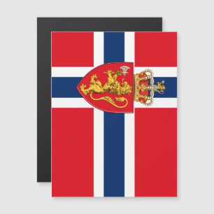 Norwegisches Wappen auf norwegischer Flagge, Norwe Magnetkarte