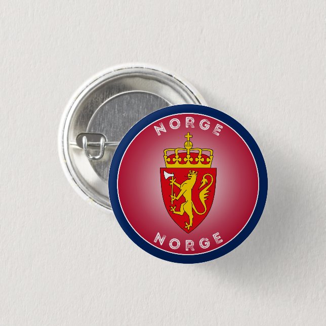 Norwegisches Wappen Kreisform Button (Vorne & Hinten)
