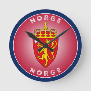 Norwegisches Wappen Kreisform Runde Wanduhr