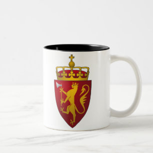 Norwegisches Wappen Löwe im Rot und im Gold Zweifarbige Tasse