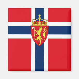 Norwegisches Wappen unter norwegischer Flagge Magnet