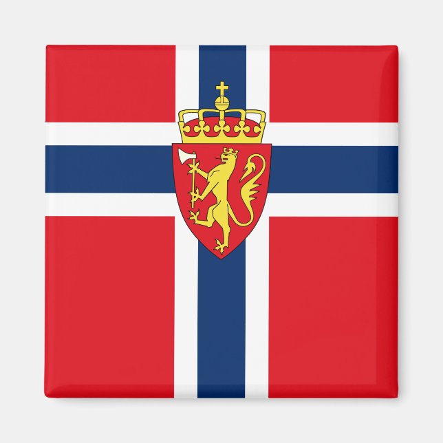 Norwegisches Wappen unter norwegischer Flagge Magnet (Vorne)