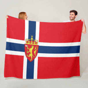 Norwegisches Wappen unter norwegischer Flagge, Nor Fleecedecke