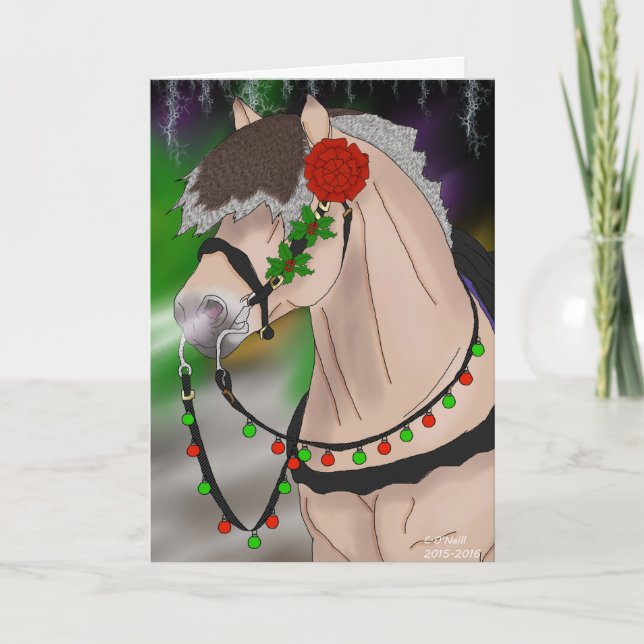 Norwegisches Weihnachtsfjord-Pferd Feiertagskarte (Vorderseite)