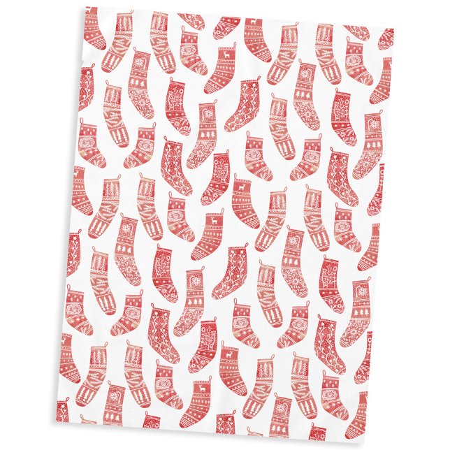 Norwegisches Weihnachtsgebäck-Strumpf Tischdecke (Nordic Stockings red and white Scandinavian festive Christmas pattern tablecloth)