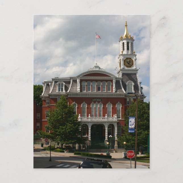 Norwich, CT. Rathaus Postkarte (Vorderseite)