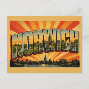 Norwich England Kathedrale Fluss Wiesen Vintage Ar Postkarte