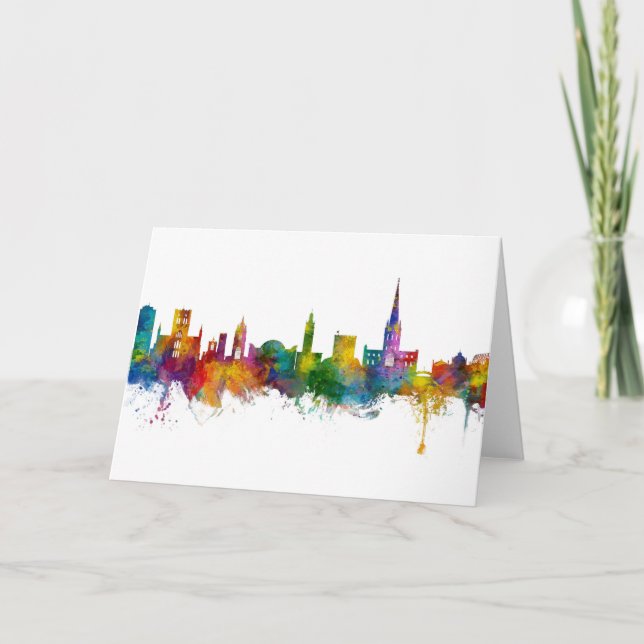 Norwich England Skyline Karte (Vorderseite)