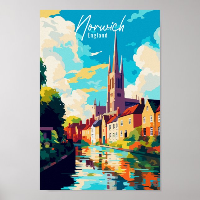 Norwich England Vintage Reise Poster (Vorne)