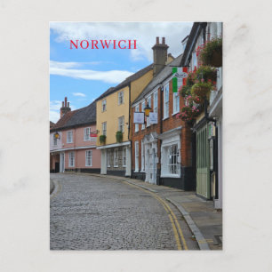 Norwich farbenfrohe Gebäude sehen Postkarte