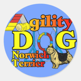 Norwich_Terrier_Agility Runder Aufkleber