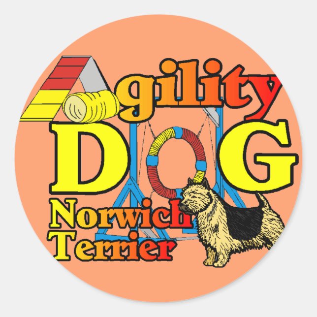 Norwich_Terrier_Agility Runder Aufkleber (Vorderseite)