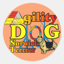 Norwich_Terrier_Agility Runder Aufkleber