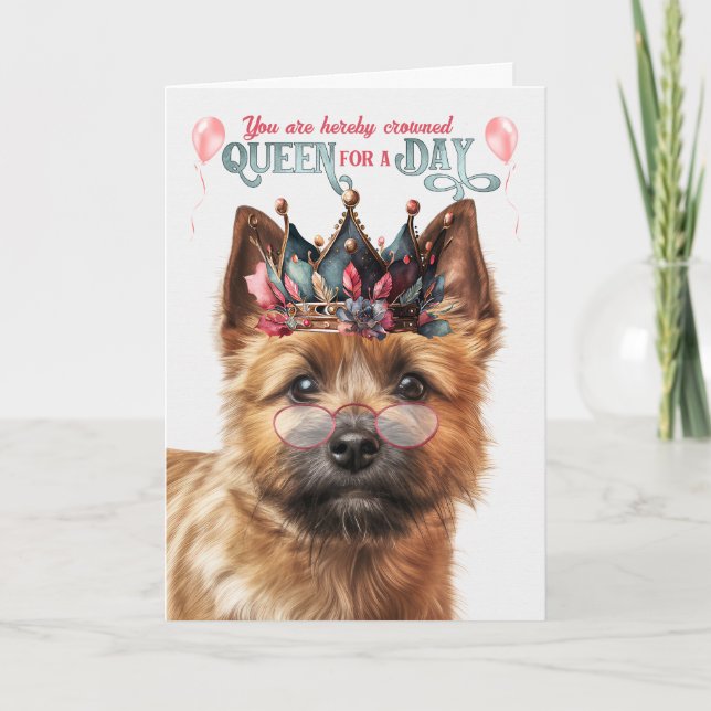 Norwich Terrier Dog Queen Day Funny Birthday Karte (Vorderseite)