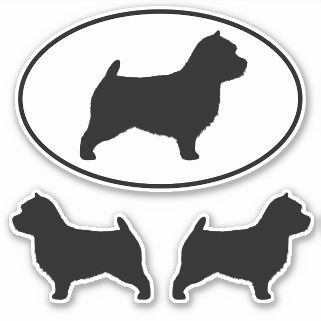 Norwich Terrier Dog Silhouetten Vinyl Sticker Set (Vorderseite)