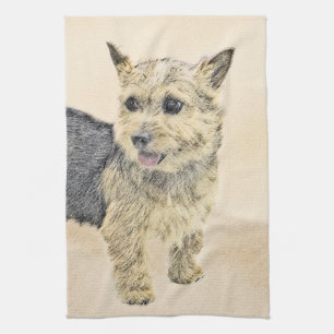 Norwich Terrier Gemälde - Süße originelle Hundekun Geschirrtuch