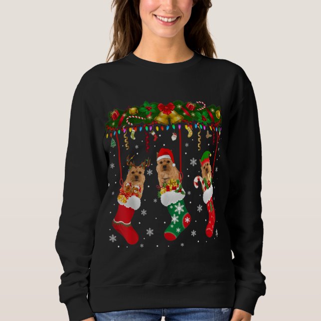 Norwich Terrier in Sock Xmas Rentier Santa ELF Do Sweatshirt (Vorderseite)