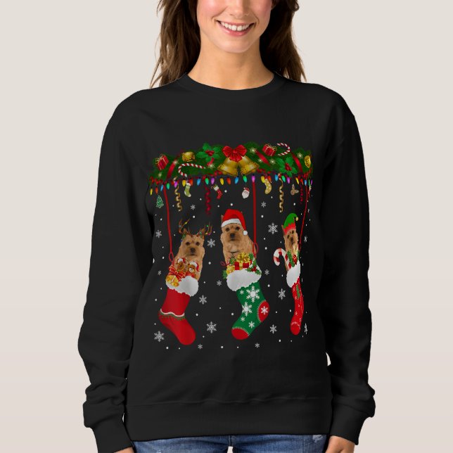 Norwich Terrier in Sock Xmas Rentier Santa ELF Do Sweatshirt (Vorderseite)