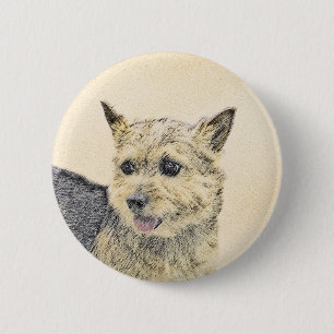 Norwich Terrier Painting - Niedliche Original Dog Button