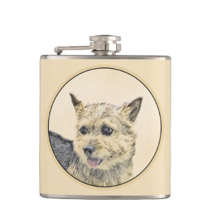 Norwich Terrier Painting - Niedliche Original Dog Flachmann