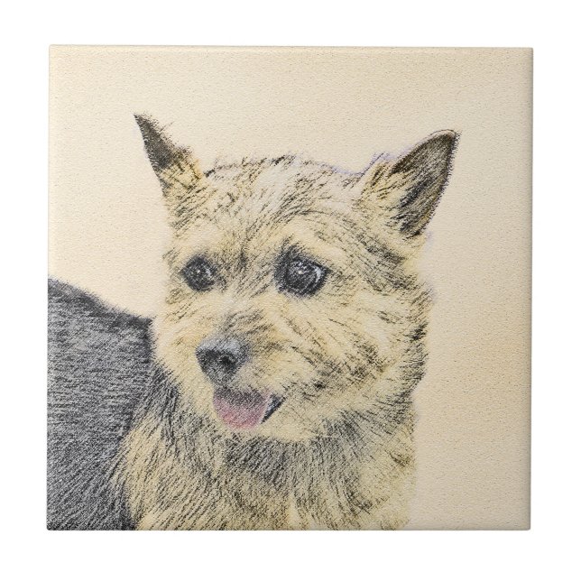 Norwich Terrier Painting - Niedliche Original Dog  Fliese (Vorderseite)