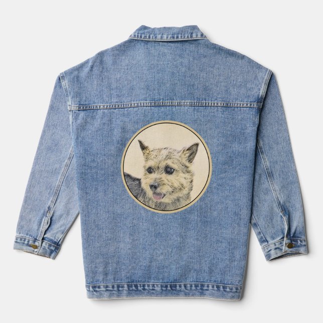 Norwich Terrier Painting - Niedliche Original Dog  Jeansjacke (Rückseite)
