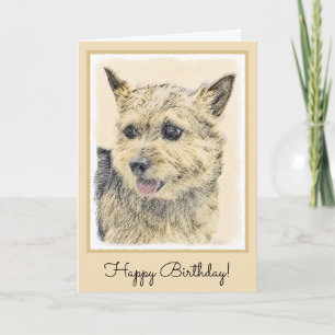 Norwich Terrier Painting - Niedliche Original Dog  Karte