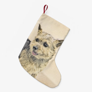 Norwich Terrier Painting - Niedliche Original Dog Kleiner Weihnachtsstrumpf