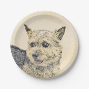 Norwich Terrier Painting - Niedliche Original Dog Pappteller